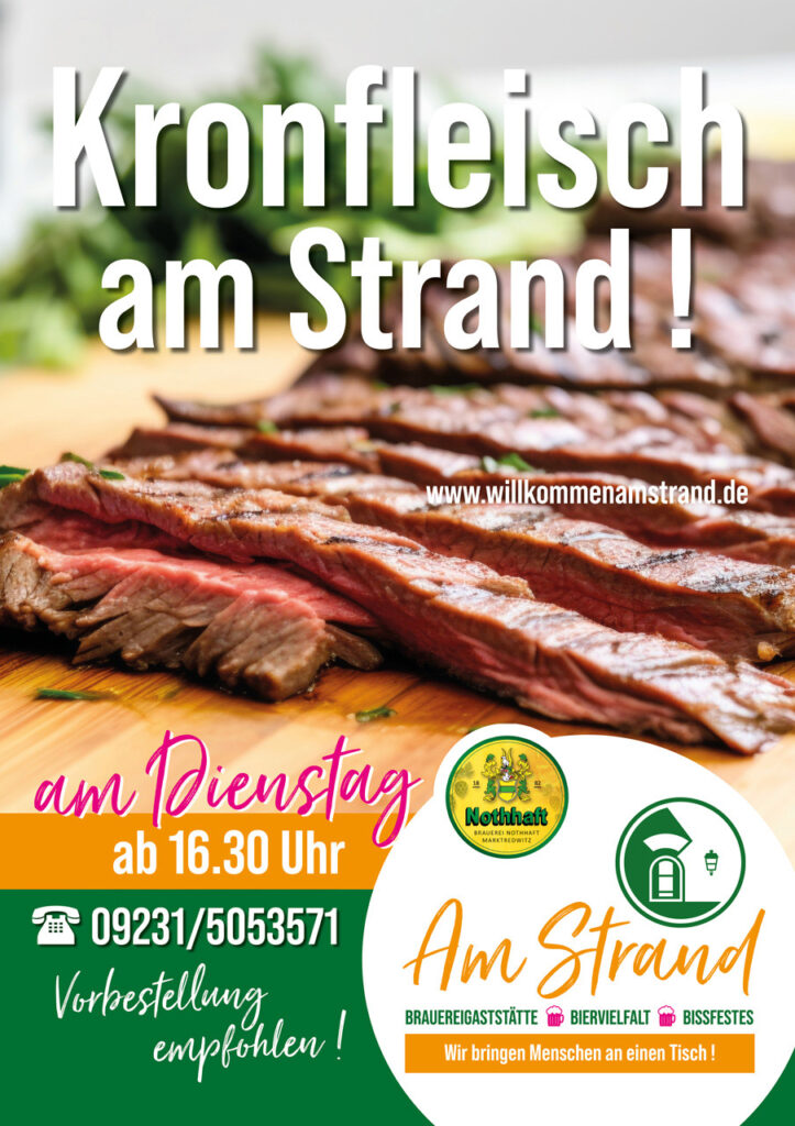 Plakat für Kronfleisch am Strand