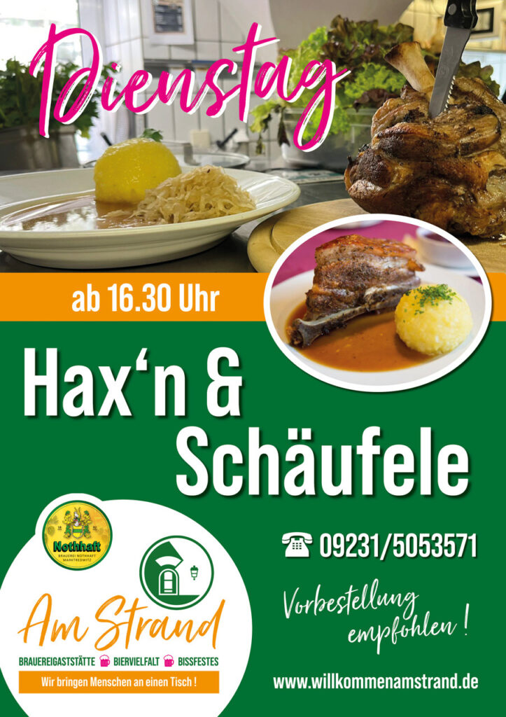 Plakat für Schäufele und Haxen am Strand