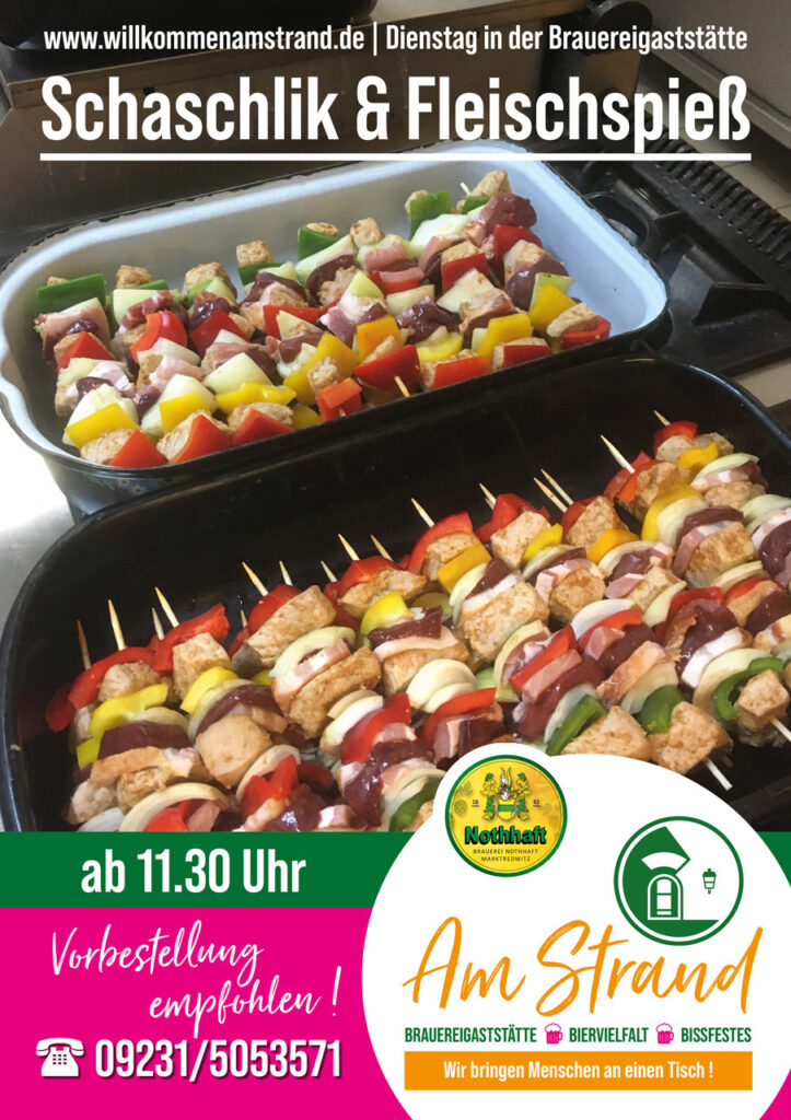 Plakat für Schaschlik am Strand